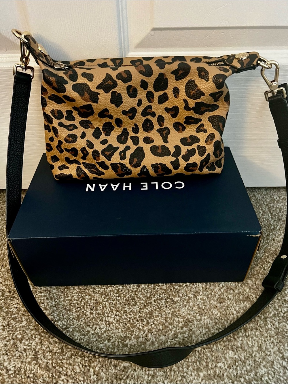 Cole Haan Leopard-Print Crossbody with Black Leather Card Case - Picture 4 of 8